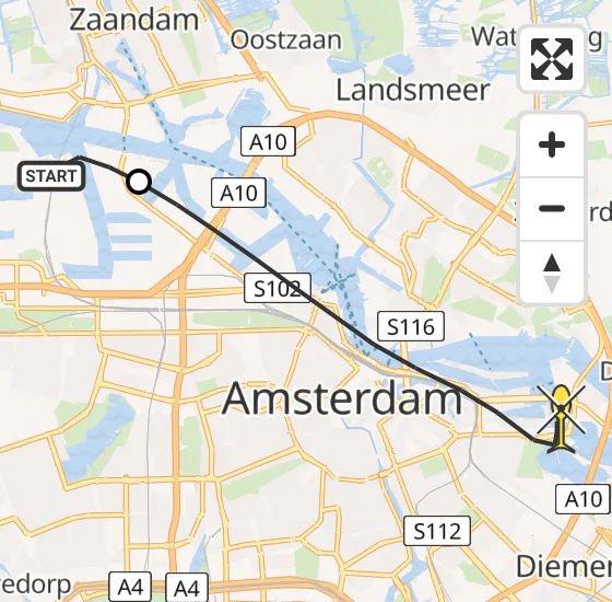 Vlucht Traumahelikopter PH-TTR van Amsterdam Heliport naar Amsterdam op zondag 2 juni 2024 20:32