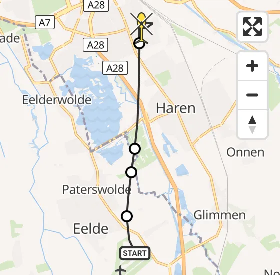 Vlucht Traumahelikopter PH-MAA van Groningen Airport Eelde naar Groningen op zondag 2 juni 2024 20:37