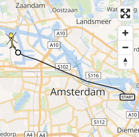 Vlucht Traumahelikopter PH-TTR van Amsterdam naar Amsterdam Heliport op zondag 2 juni 2024 20:38