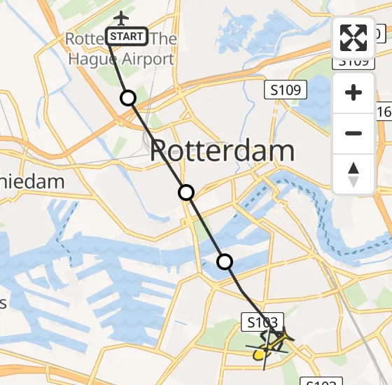 Vlucht Traumahelikopter PH-UMC van Rotterdam The Hague Airport naar Rotterdam op dinsdag 4 juni 2024 12:12