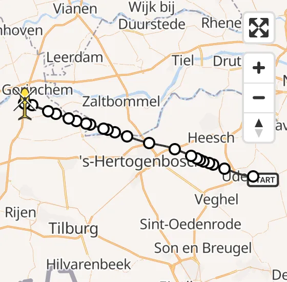 Vlucht Traumahelikopter PH-HVB van Vliegbasis Volkel naar Werkendam op dinsdag 4 juni 2024 13:56