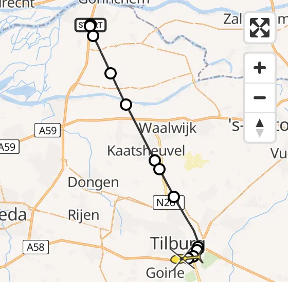Vlucht Traumahelikopter PH-HVB van Werkendam naar Tilburg op dinsdag 4 juni 2024 14:32