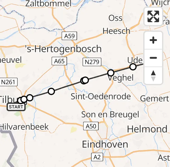 Vlucht Traumahelikopter PH-HVB van Tilburg naar Vliegbasis Volkel op dinsdag 4 juni 2024 15:16