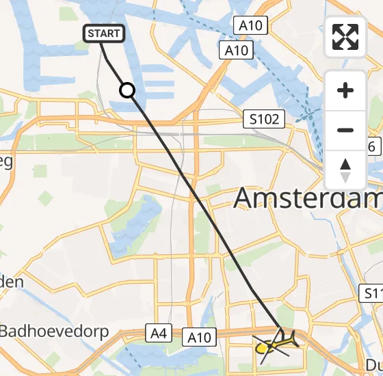Vlucht Traumahelikopter PH-TTR van Amsterdam Heliport naar Amsterdam op dinsdag 4 juni 2024 16:10
