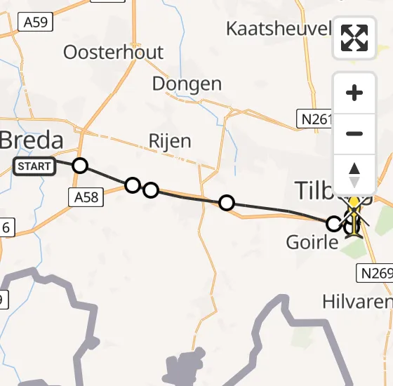 Vlucht Traumahelikopter PH-UMC van Breda naar Tilburg op zondag 9 juni 2024 17:35