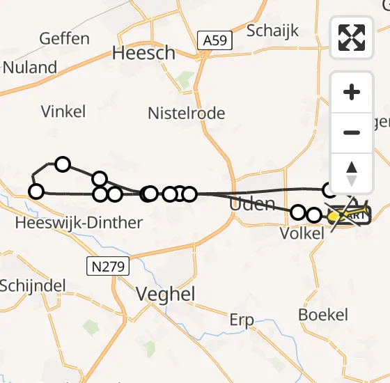 Vlucht Traumahelikopter PH-HVB van Vliegbasis Volkel naar Vliegbasis Volkel op zondag 9 juni 2024 17:59