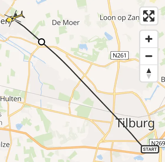 Vlucht Traumahelikopter PH-UMC van Tilburg naar Dongen op zondag 9 juni 2024 18:02