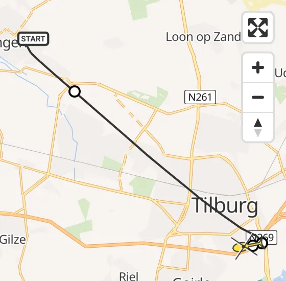 Vlucht Traumahelikopter PH-UMC van Dongen naar Tilburg op zondag 9 juni 2024 18:25