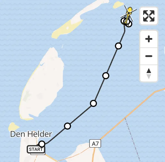 Vlucht Kustwachthelikopter PH-SAR van Vliegveld De Kooy naar West-Terschelling op maandag 10 juni 2024 16:58