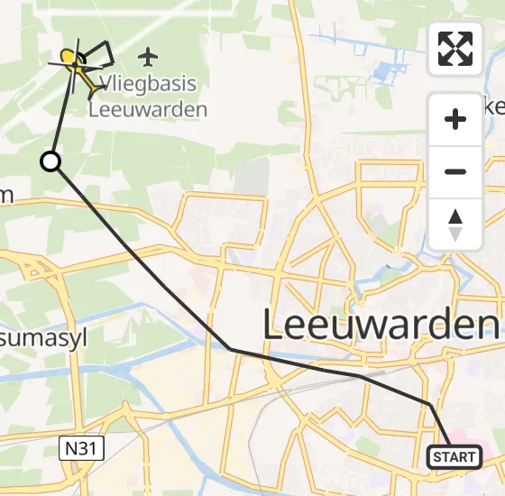 Vlucht Ambulancehelikopter PH-OOP van Leeuwarden naar Vliegbasis Leeuwarden op maandag 10 juni 2024 17:36