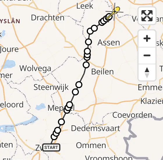 Vlucht Traumahelikopter PH-MAA van Zwolle naar Groningen Airport Eelde op maandag 10 juni 2024 18:49