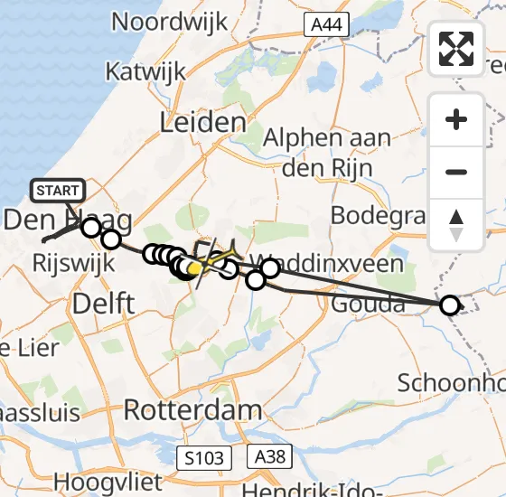 Vlucht Politiehelikopter PH-PXB van Den Haag naar Zoetermeer op woensdag 12 juni 2024 21:09