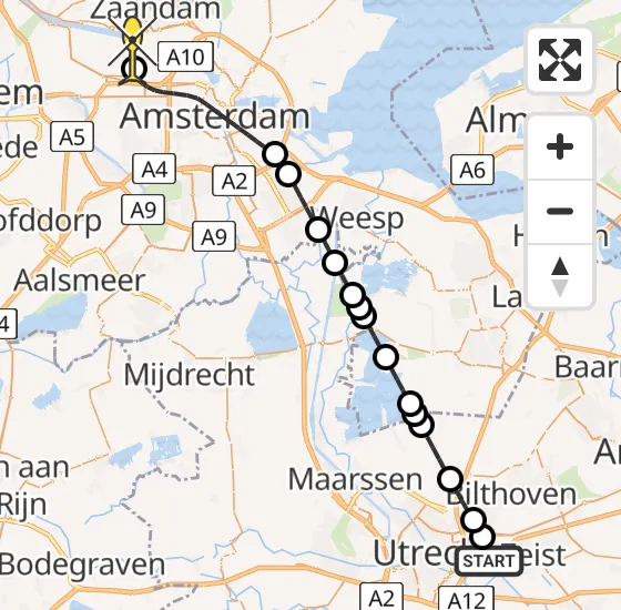 Vlucht Traumahelikopter PH-TTR van Universitair Medisch Centrum Utrecht naar Amsterdam Heliport op woensdag 12 juni 2024 21:37