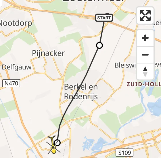 Vlucht Politiehelikopter PH-PXB van Zoetermeer naar Rotterdam The Hague Airport op woensdag 12 juni 2024 19:43
