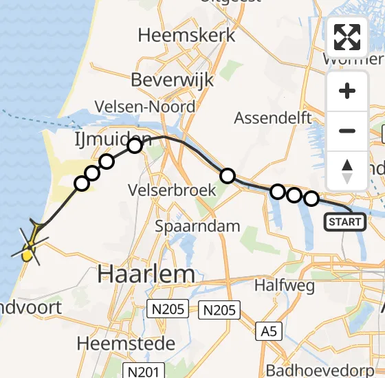 Vlucht Traumahelikopter PH-TTR van Amsterdam Heliport naar Overveen op zaterdag 15 juni 2024 4:10