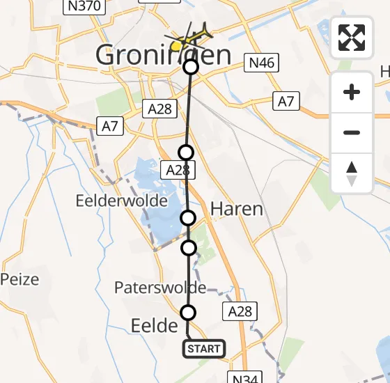 Vlucht Traumahelikopter PH-MAA van Groningen Airport Eelde naar Universitair Medisch Centrum Groningen op zaterdag 15 juni 2024 6:48