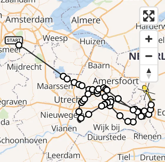 Vlucht Politiehelikopter PH-PXY van Aalsmeer naar Lunteren op zaterdag 15 juni 2024 8:45