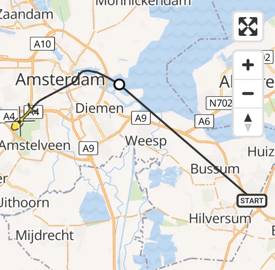 Vlucht Politiehelikopter PH-PXY van Laren naar Amsterdam op zaterdag 15 juni 2024 9:47