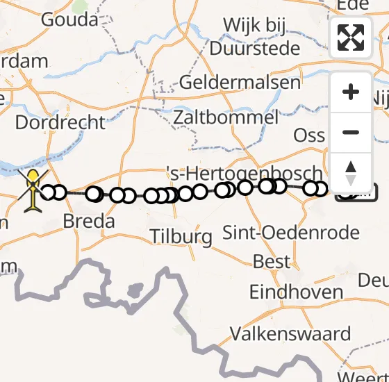 Vlucht Traumahelikopter PH-HVB van Vliegbasis Volkel naar Zevenbergen op zaterdag 15 juni 2024 10:01