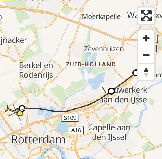 Vlucht Politiehelikopter PH-PXB van Moordrecht naar Rotterdam The Hague Airport op zaterdag 15 juni 2024 10:37