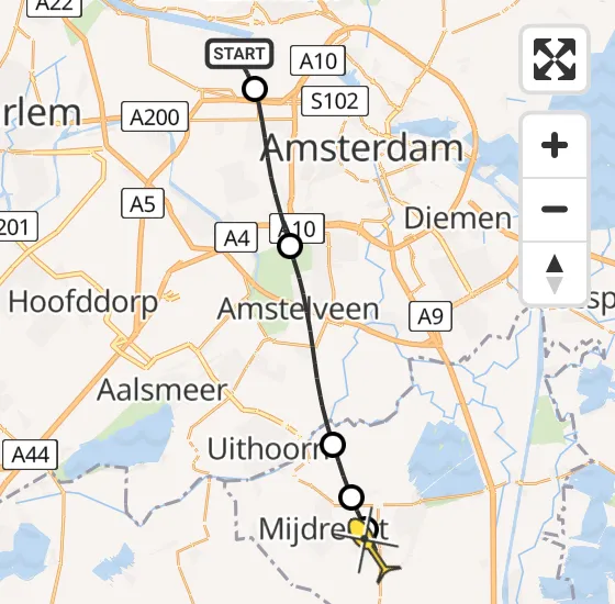 Vlucht Traumahelikopter PH-TTR van Amsterdam Heliport naar Wilnis op zaterdag 15 juni 2024 12:18