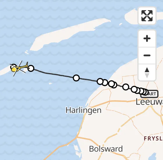 Vlucht Ambulancehelikopter PH-HOW van Leeuwarden naar Vlieland Heliport op zaterdag 15 juni 2024 12:33