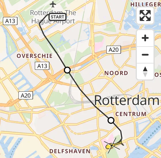 Vlucht Traumahelikopter PH-UMC van Rotterdam The Hague Airport naar Erasmus MC op zaterdag 15 juni 2024 13:00