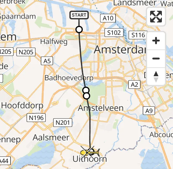 Vlucht Traumahelikopter PH-TTR van Amsterdam Heliport naar Uithoorn op zaterdag 15 juni 2024 14:09