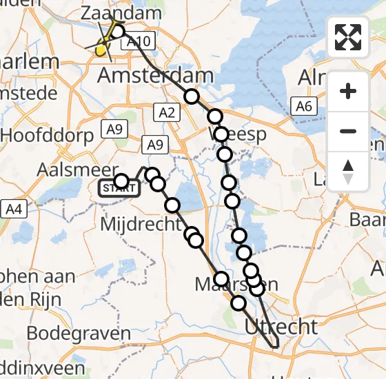 Vlucht Traumahelikopter PH-TTR van Uithoorn naar Amsterdam Heliport op zaterdag 15 juni 2024 14:32