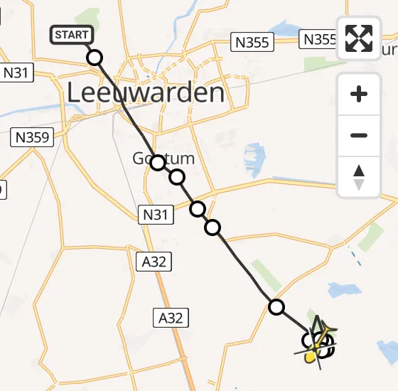 Vlucht Ambulancehelikopter PH-HOW van Vliegbasis Leeuwarden naar Grou op zaterdag 15 juni 2024 14:58