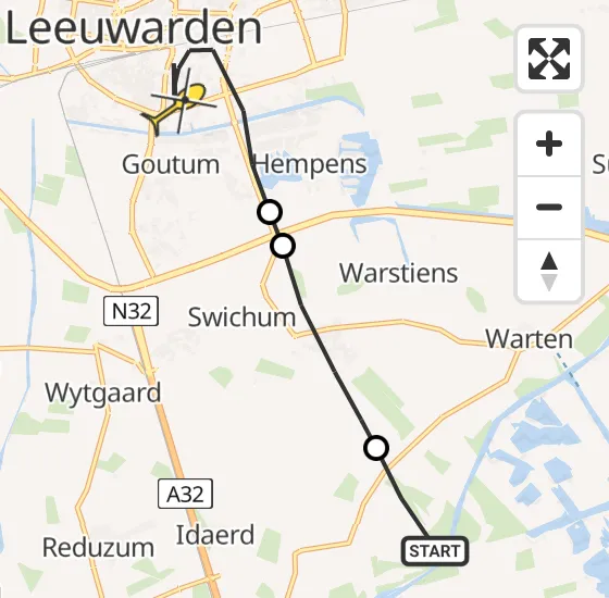Vlucht Ambulancehelikopter PH-HOW van Grou naar Leeuwarden op zaterdag 15 juni 2024 15:45