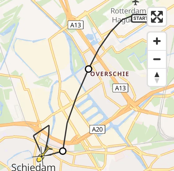 Vlucht Traumahelikopter PH-UMC van Rotterdam The Hague Airport naar Schiedam op zaterdag 15 juni 2024 15:50