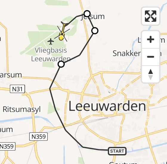 Vlucht Ambulancehelikopter PH-HOW van Leeuwarden naar Vliegbasis Leeuwarden op zaterdag 15 juni 2024 16:18