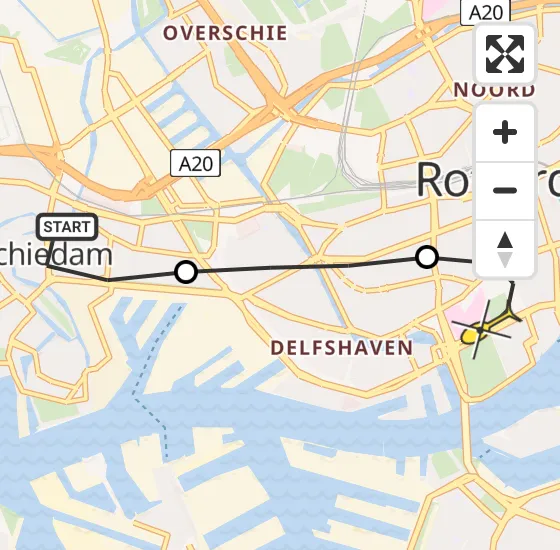 Vlucht Traumahelikopter PH-UMC van Schiedam naar Erasmus MC op zaterdag 15 juni 2024 16:22