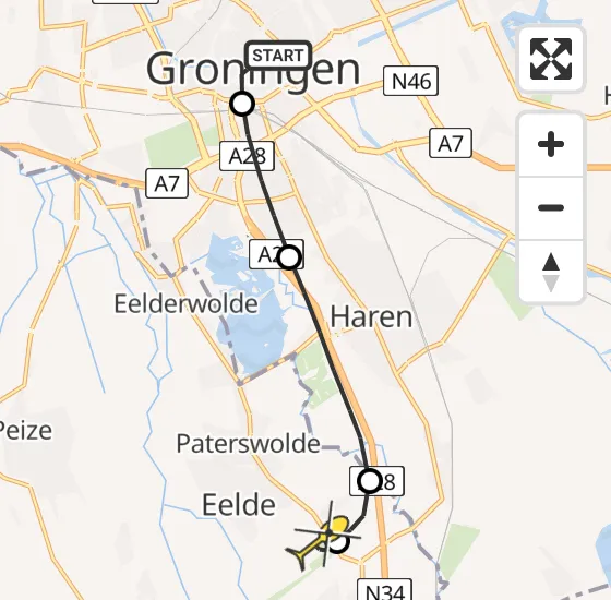 Vlucht Traumahelikopter PH-MAA van Universitair Medisch Centrum Groningen naar Groningen Airport Eelde op zaterdag 15 juni 2024 16:33