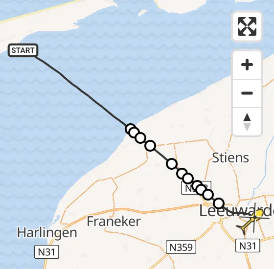 Vlucht Ambulancehelikopter PH-HOW van Oosterend naar Leeuwarden op zaterdag 15 juni 2024 18:34