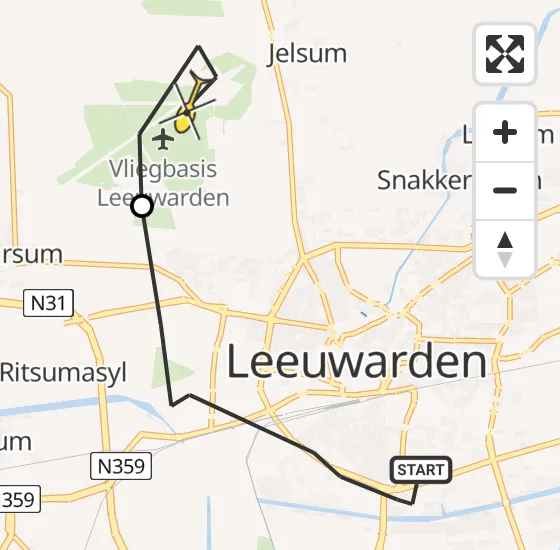 Vlucht Ambulancehelikopter PH-HOW van Leeuwarden naar Vliegbasis Leeuwarden op zaterdag 15 juni 2024 19:23