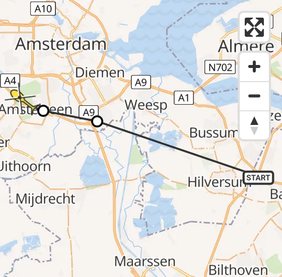 Vlucht Politiehelikopter PH-PXB van Eemnes naar Amstelveen op zaterdag 15 juni 2024 19:57