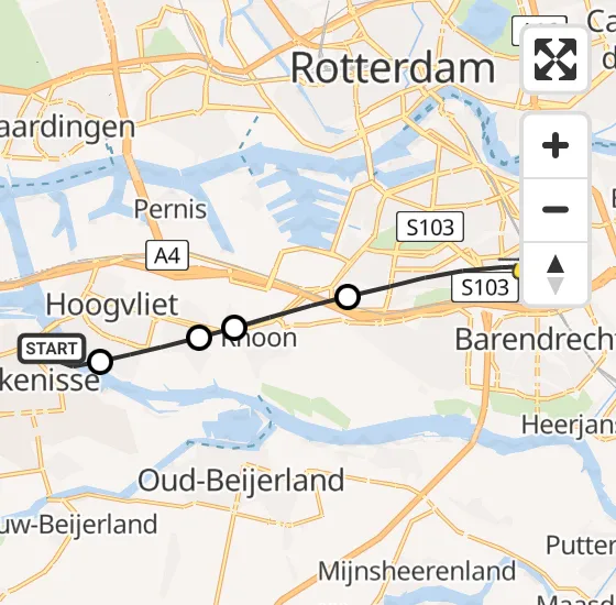 Vlucht Traumahelikopter PH-UMC van Spijkenisse naar Rotterdam op zondag 16 juni 2024 2:57