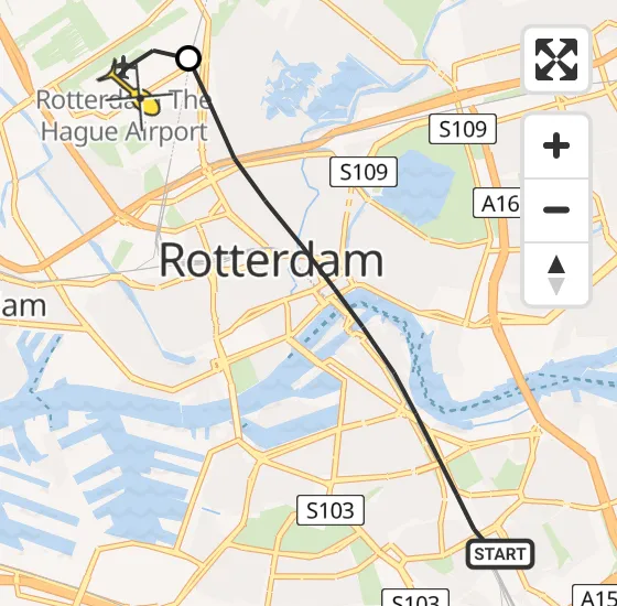 Vlucht Traumahelikopter PH-UMC van Rotterdam naar Rotterdam The Hague Airport op zondag 16 juni 2024 3:24