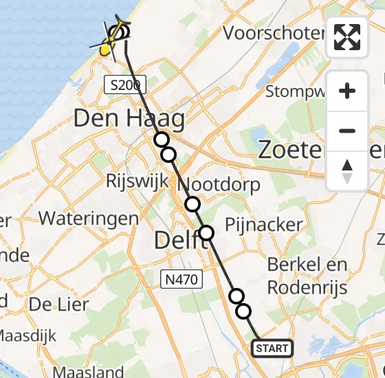 Vlucht Traumahelikopter PH-UMC van Rotterdam The Hague Airport naar Den Haag op zondag 16 juni 2024 5:46
