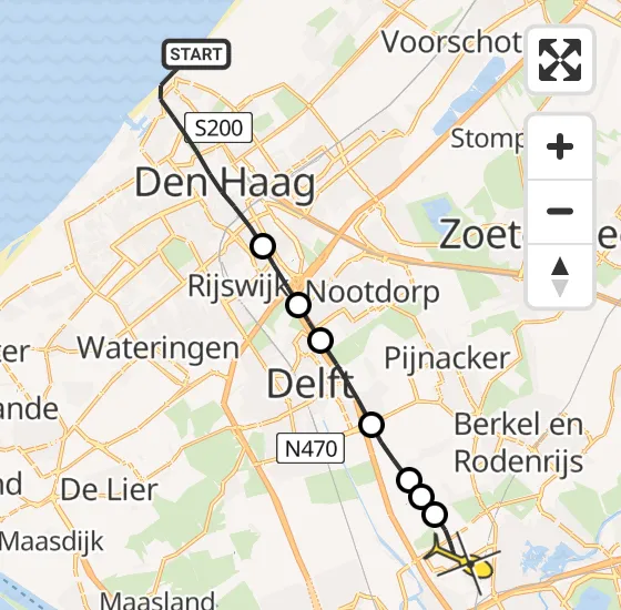 Vlucht Traumahelikopter PH-UMC van Den Haag naar Rotterdam The Hague Airport op zondag 16 juni 2024 6:17