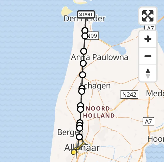 Vlucht Ambulancehelikopter PH-HOW van Den Helder naar Alkmaar op zondag 16 juni 2024 6:58
