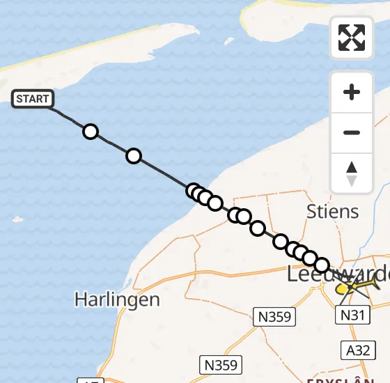 Vlucht Ambulancehelikopter PH-HOW van Formerum naar Leeuwarden op zondag 16 juni 2024 8:18