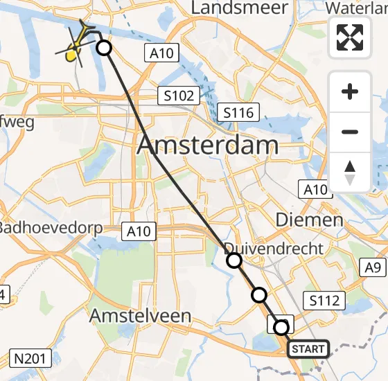 Vlucht Traumahelikopter PH-TTR van Academisch Medisch Centrum (AMC) naar Amsterdam Heliport op zondag 16 juni 2024 9:53
