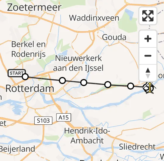 Vlucht Traumahelikopter PH-UMC van Rotterdam The Hague Airport naar Ammerstol op zondag 16 juni 2024 10:06