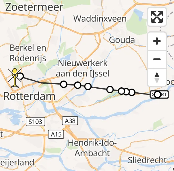Vlucht Traumahelikopter PH-UMC van Ammerstol naar Rotterdam The Hague Airport op zondag 16 juni 2024 10:49