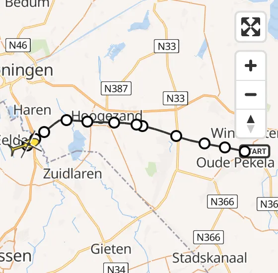 Vlucht Traumahelikopter PH-MAA van Blijham naar Groningen Airport Eelde op zondag 16 juni 2024 14:24