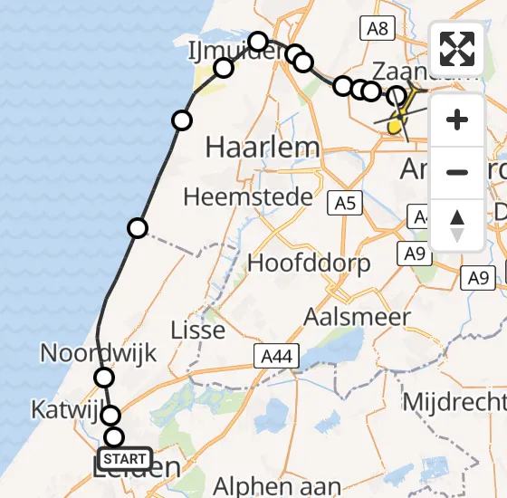Vlucht Traumahelikopter PH-TTR van Leiden naar Amsterdam Heliport op zondag 16 juni 2024 14:25