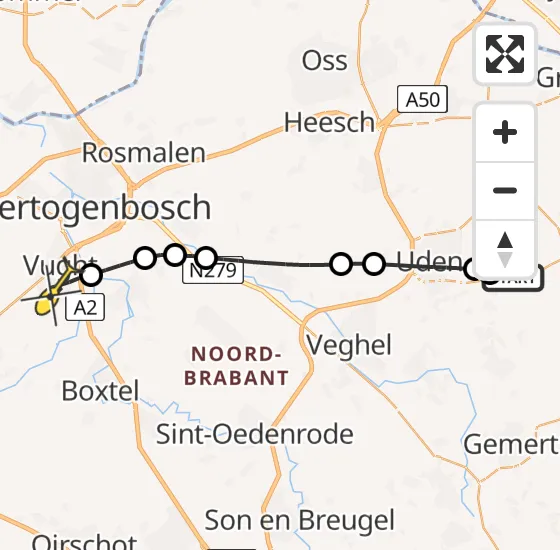 Vlucht Traumahelikopter PH-HVB van Vliegbasis Volkel naar Vught op zondag 16 juni 2024 15:58